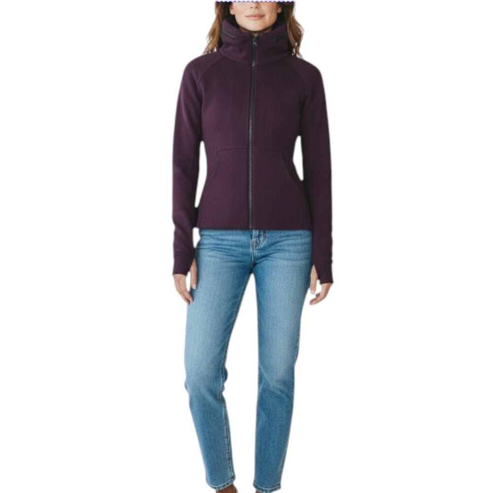 LULULEMON &Go Destination Full Zip Hoodie Sz 6 Burgundy Cotton/Fleece Outdoor